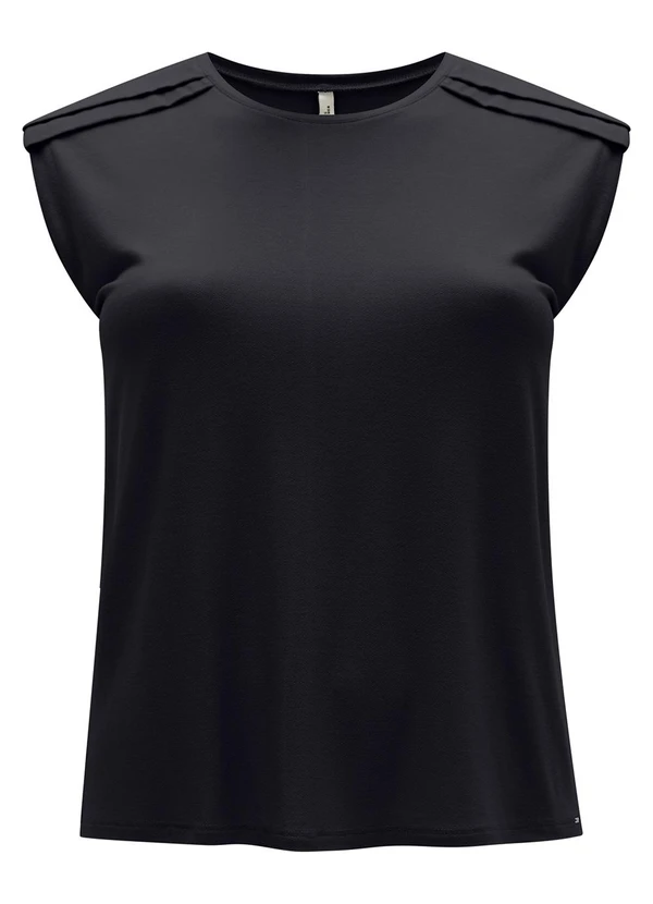 Lunender Mais Mulher - Blusa em Malha Crepe com Gola Redonda Preto 1