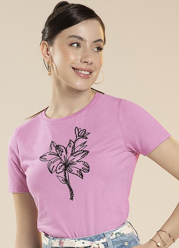 Habana - Blusa Feminina com Bordado em Cordel Roxo