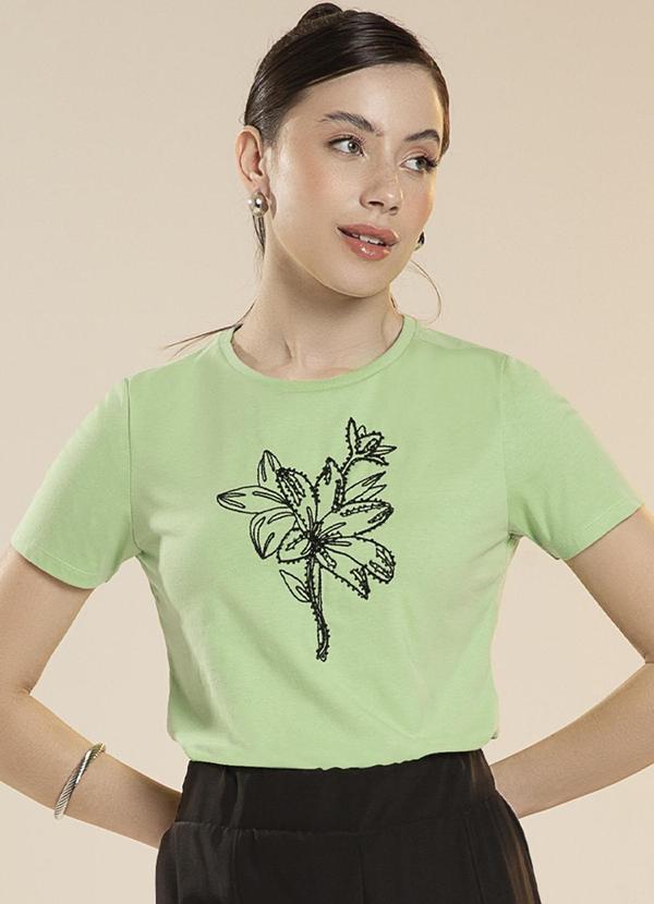 Habana - Blusa Feminina com Bordado em Cordel Verde 1