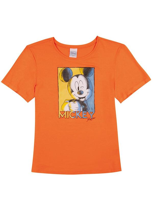 Disney - Blusa Feminina Estampada com Foil Mickey Laranja