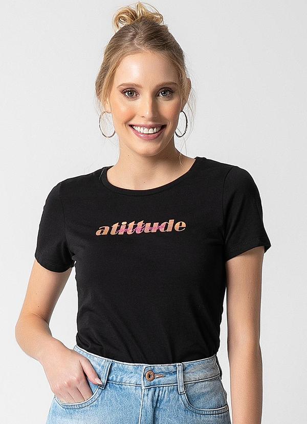 Habana - Blusa Feminina Estampada com Fóil Preto