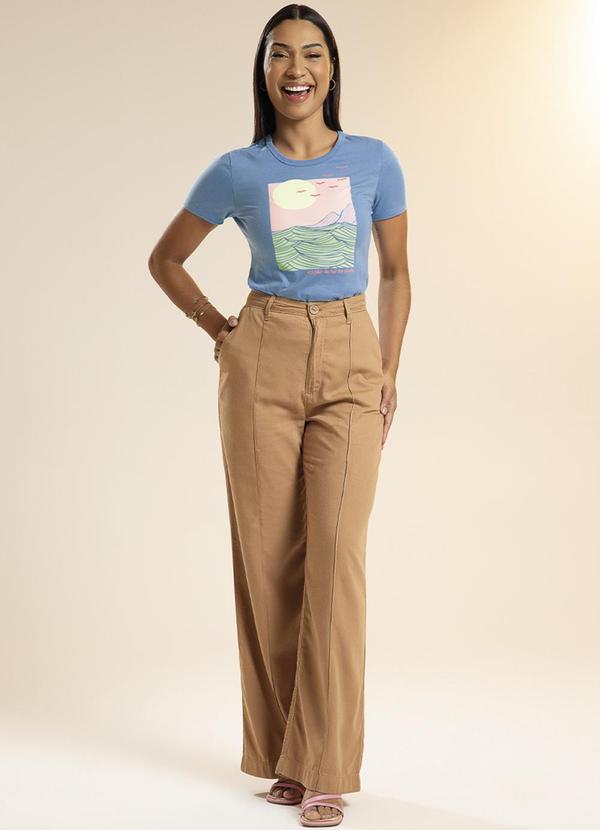 Habana - Blusa Feminina Estampada com Puff Azul 2