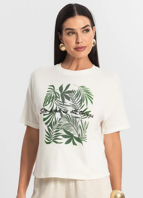 Endless - Blusa Feminina Manga Curta Bege