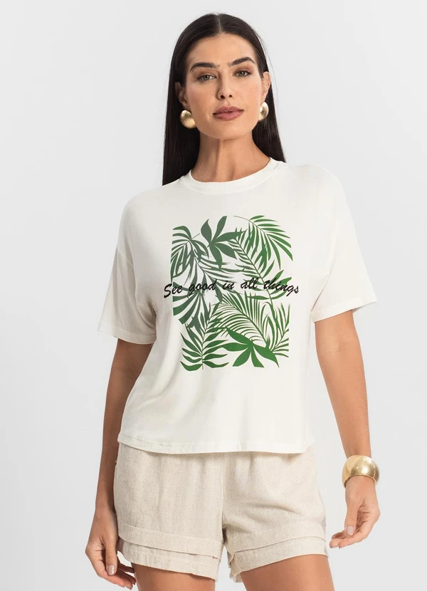 Endless - Blusa Feminina Manga Curta Bege 2