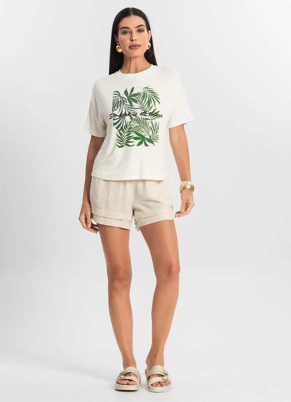 Endless - Blusa Feminina Manga Curta Bege 4