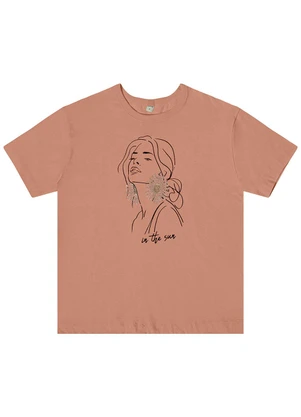 Rovitex - Blusa Feminina Manga Curta em Meia Malha Marrom - ROVITEX