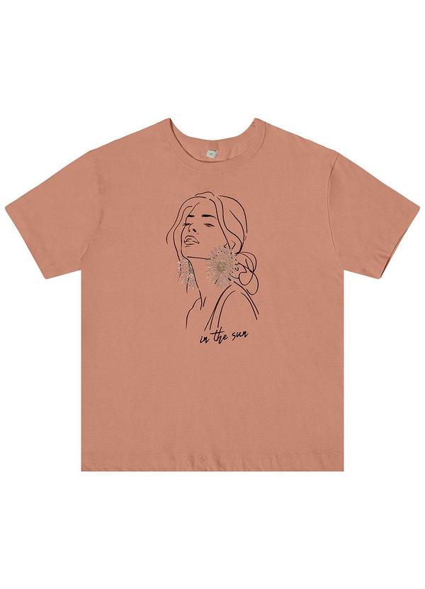 Rovitex - Blusa Feminina Manga Curta em Meia Malha Marrom