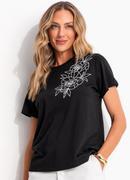 Blusa Flor Branca em Relevo em Malha de Algodo
