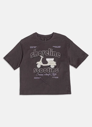 Authoria - Blusa Grafite com Scooter em Strass  Grafite - AUTHORIA