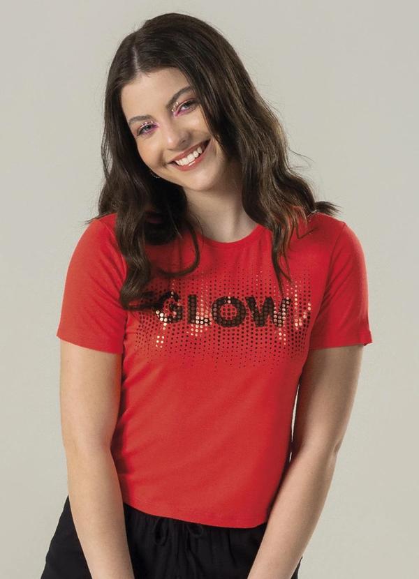 Bjoe - Blusa Malha Viscose Estampada Laranja