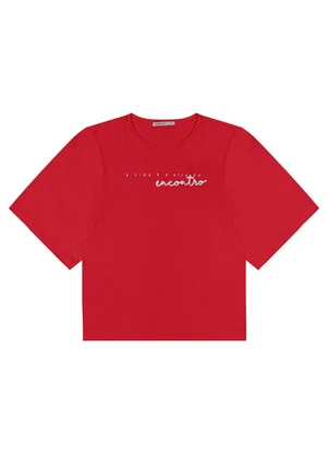 Endless - Blusa Manga Curta em Visco Tricot Vermelho - ENDLESS