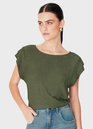 Enfim - Blusa Muscle Tee Texturizada Verde Militar - ENFIM