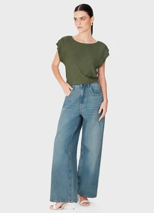 Enfim - Blusa Muscle Tee Texturizada Verde Militar - ENFIM