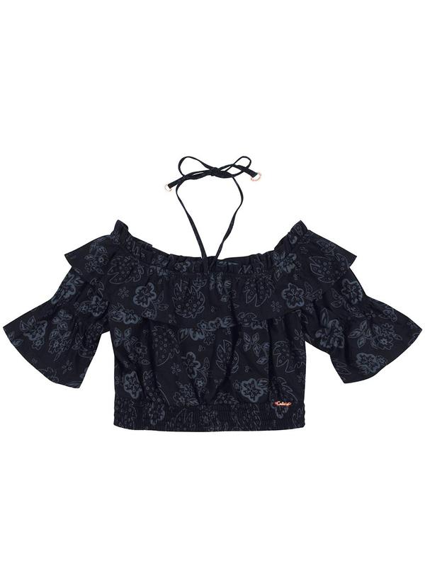 Cativa Teen - Blusa Ombro a Ombro em Laise Preto
