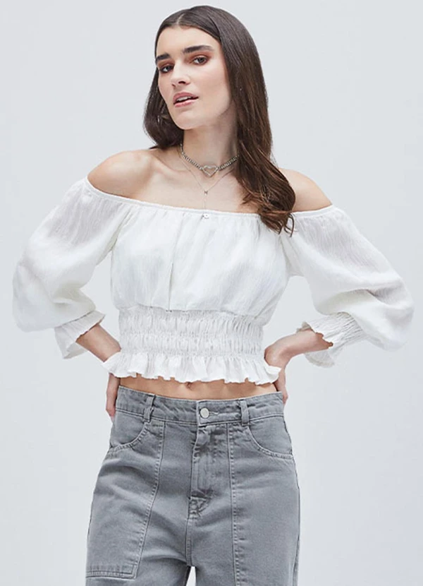 Authoria - Blusa Plissada Off White Off White