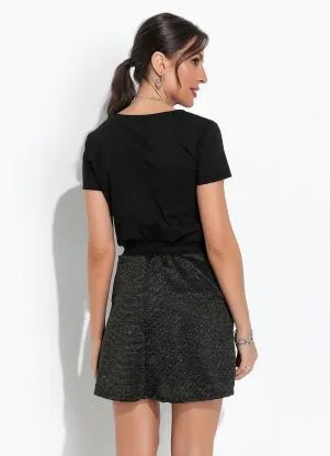 Moda Pop - Blusa Preto em Malha de Algodão - MODA POP