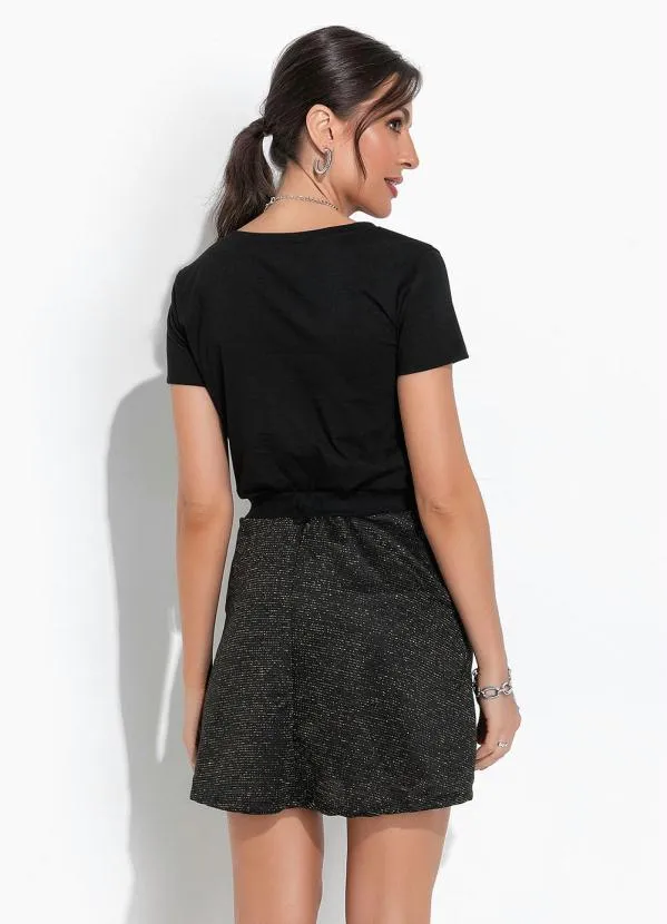 Moda Pop - Blusa Preto em Malha de Algodão 2