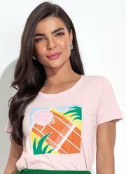 Blusa Rosa Claro em Malha de Algodo