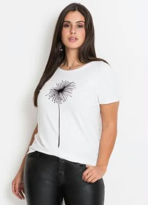 bonprix - Blusa T-Shirt com Estampa Branca - BONPRIX