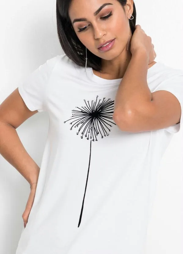 bonprix - Blusa T-Shirt com Estampa Branca 3