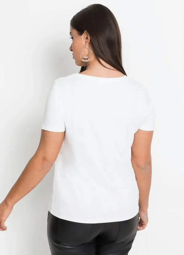 bonprix - Blusa T-Shirt com Estampa Branca 7