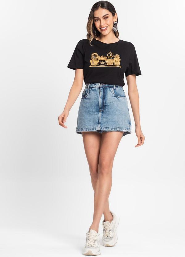 Select - Blusa T-Shirt Feminina Estampada Preto 3