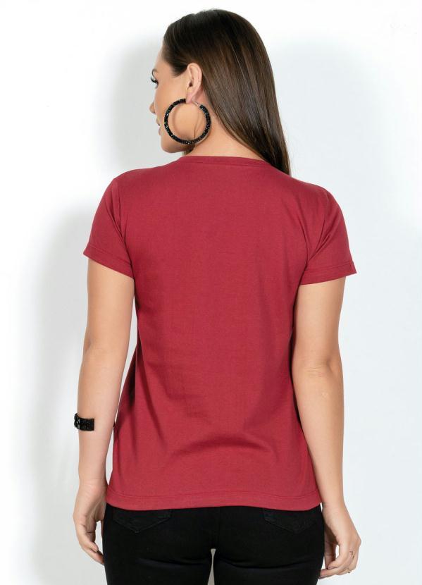 Moda Pop - Blusa T-Shirt Vermelha com Estampa 2