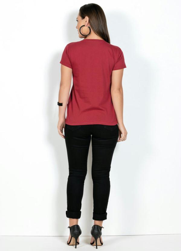Moda Pop - Blusa T-Shirt Vermelha com Estampa 5