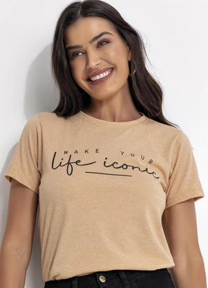 Fakini - T-Shirt Malha Molinê Bege - FAKINI