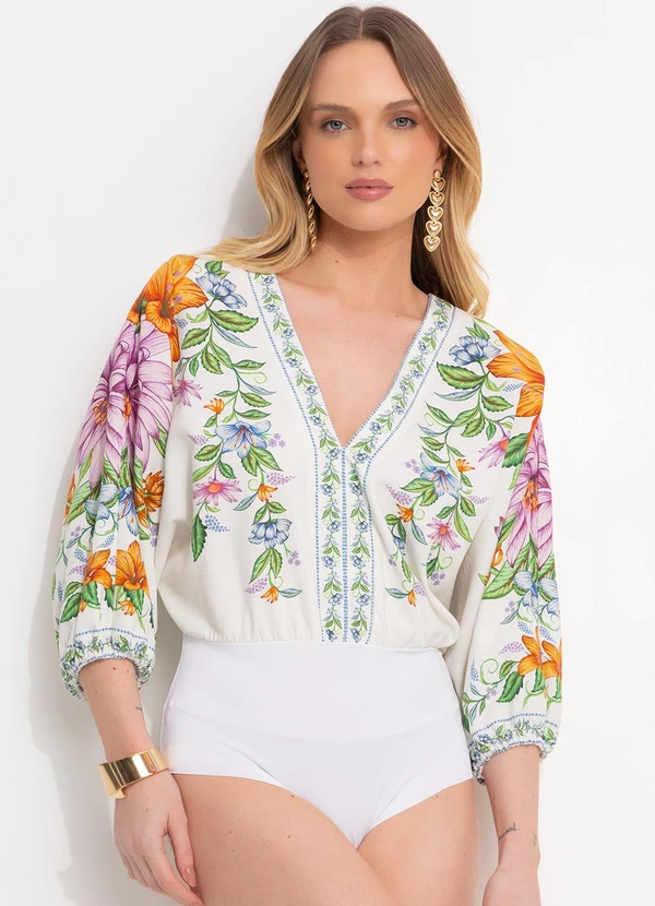 Farm - Body em Viscolinho Off White