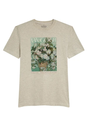 Malwee - Camiseta Alongada Van Gogh Cinza Claro - MALWEE