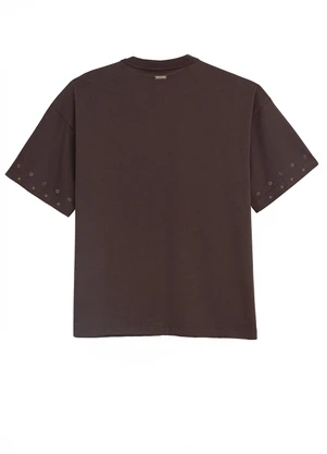 Enfim - Camiseta Ampla com Aplique Café - ENFIM