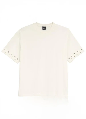 Enfim - Camiseta Ampla com Aplique Off White - ENFIM