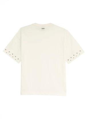 Enfim - Camiseta Ampla com Aplique Off White - ENFIM