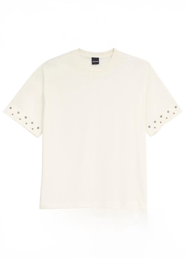 Enfim - Camiseta Ampla com Aplique Off White