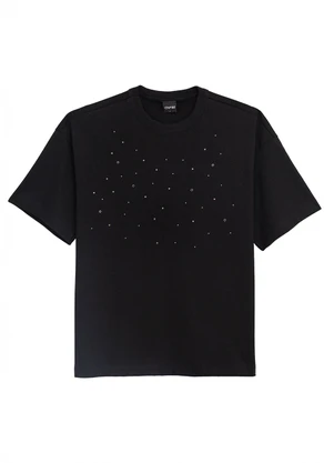 Enfim - Camiseta Ampla com Aplique Preto - ENFIM