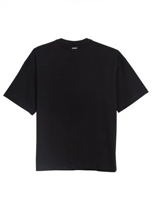 Enfim - Camiseta Ampla com Aplique Preto - ENFIM