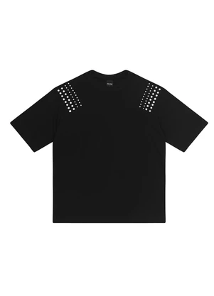 Enfim - Camiseta Ampla com Strass Preto - ENFIM