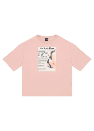 Enfim - Camiseta Ampla Elegance Is An Attitude Rosê - ENFIM