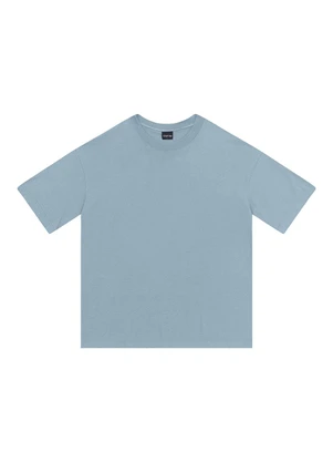Enfim - Camiseta Ampla em Malha Azul Pastel - ENFIM