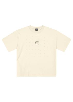 Enfim - Camiseta Ampla Fashion com Strass Off White - ENFIM