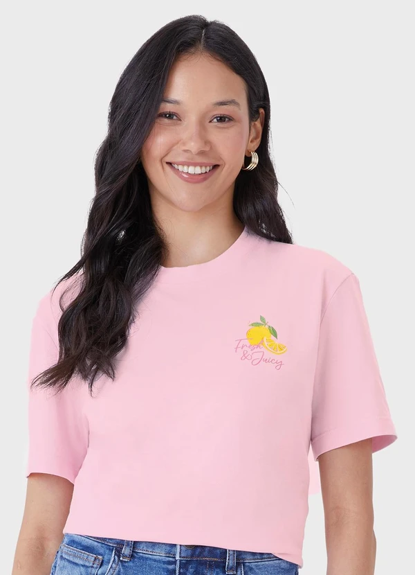 Malwee - Camiseta Ampla Lobster Rosa Claro