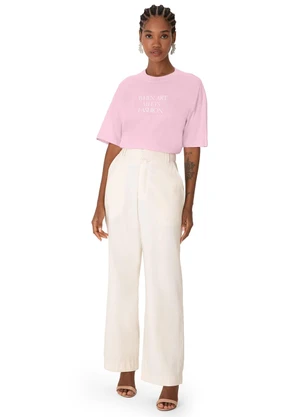 Enfim - Camiseta Ampla When Art Meets Fashion Rosa Claro - ENFIM