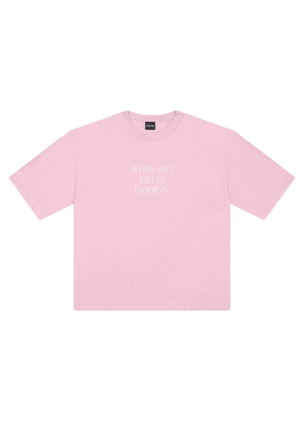 Enfim - Camiseta Ampla When Art Meets Fashion Rosa Claro 3