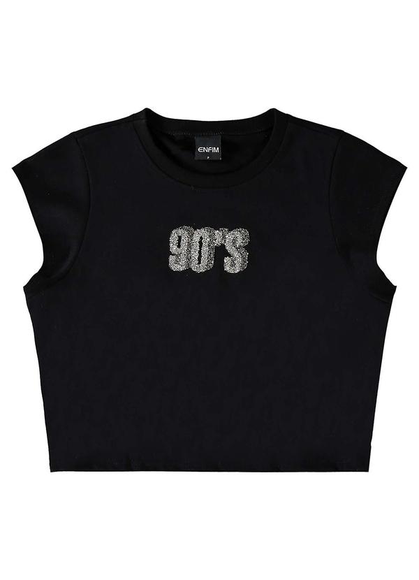 Enfim - Camiseta Baby Look 90'S Preta 3