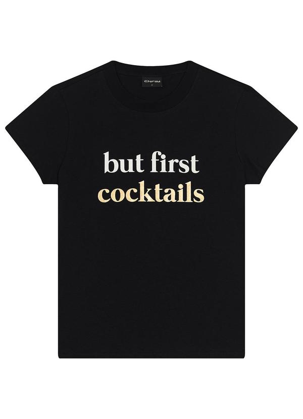 Enfim - Camiseta Baby Look Cocktails Preto