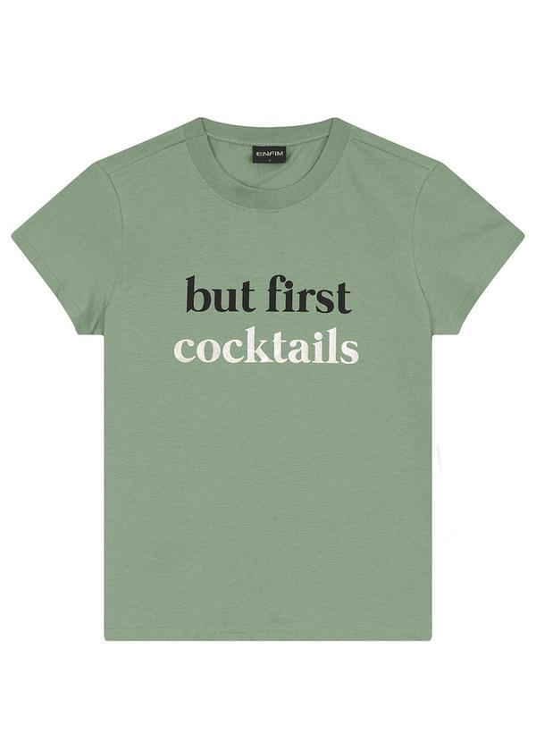 Enfim - Camiseta Baby Look Cocktails Verde Menta