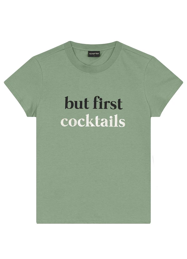 Enfim - Camiseta Baby Look Cocktails Verde Menta