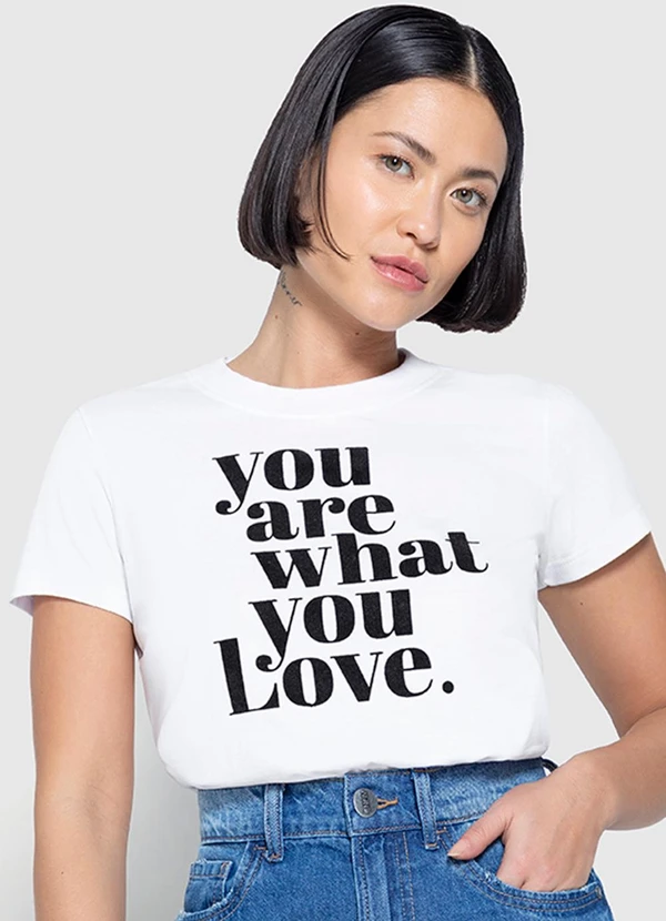 Enfim - Camiseta Baby Look Love Branco