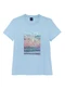 Enfim - Camiseta Barco a Vela em Paetê Off White - variação: Azul Pastel